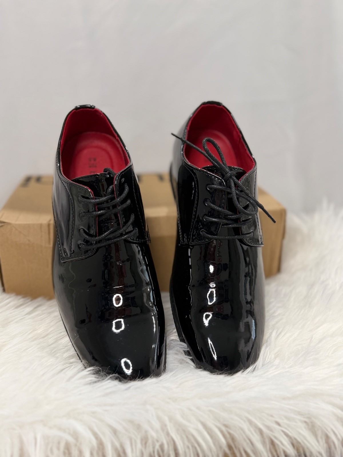 Burudani Men’s Patent Leather Oxford Dress Shoes Black Formal Lace Up US 8.5