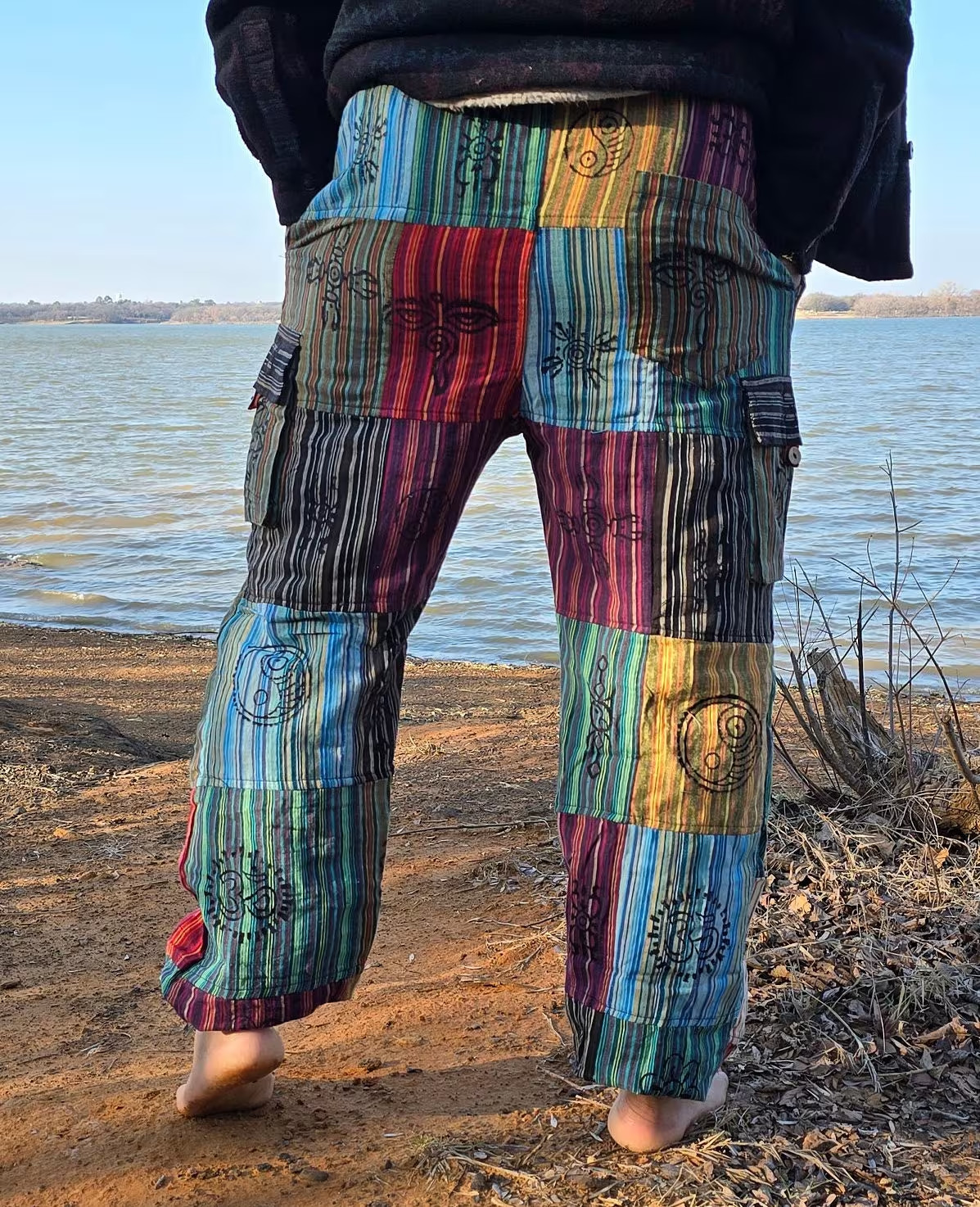 Organically Handmade Natural Stonewashed Hippie Colorful Hemp Comfortable Yoga P