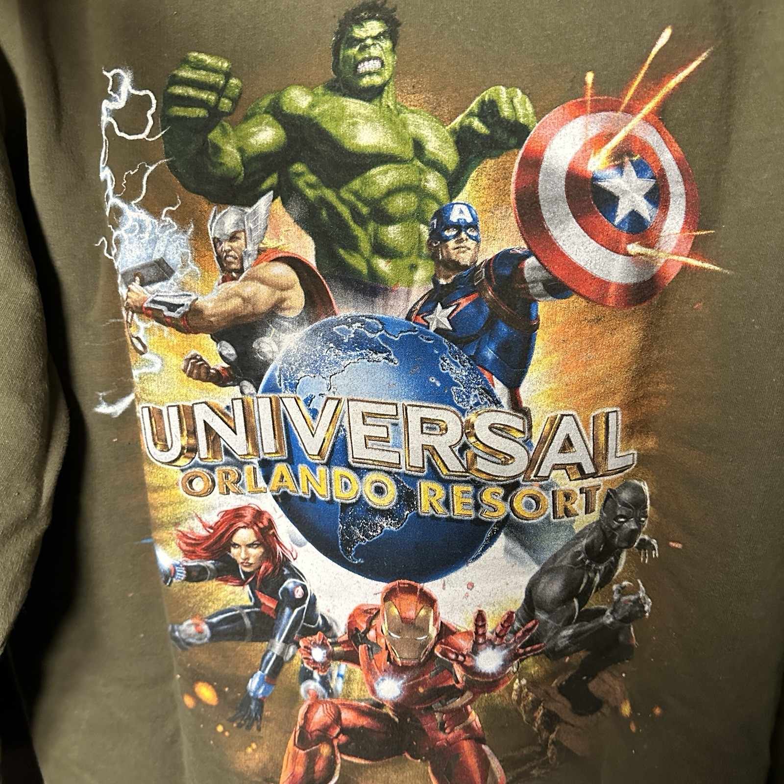 Universal Orlando Resort Marvel Zip Hoodie Green Adult Small Hulk Iron Man