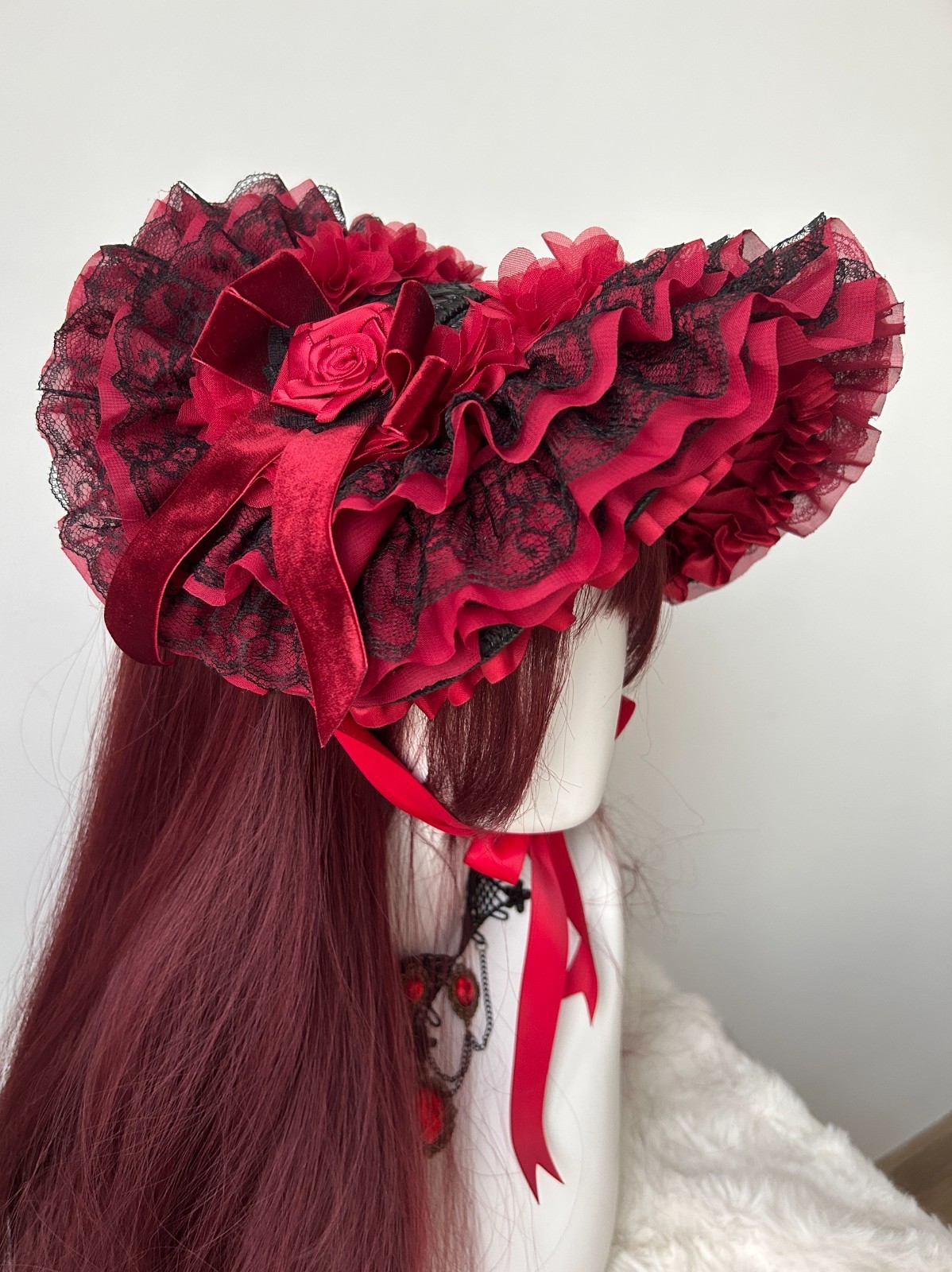 Victorian Hat for Women Gothic Lolita Bonnet Hat Girls Retro Bonnet Florals Hat