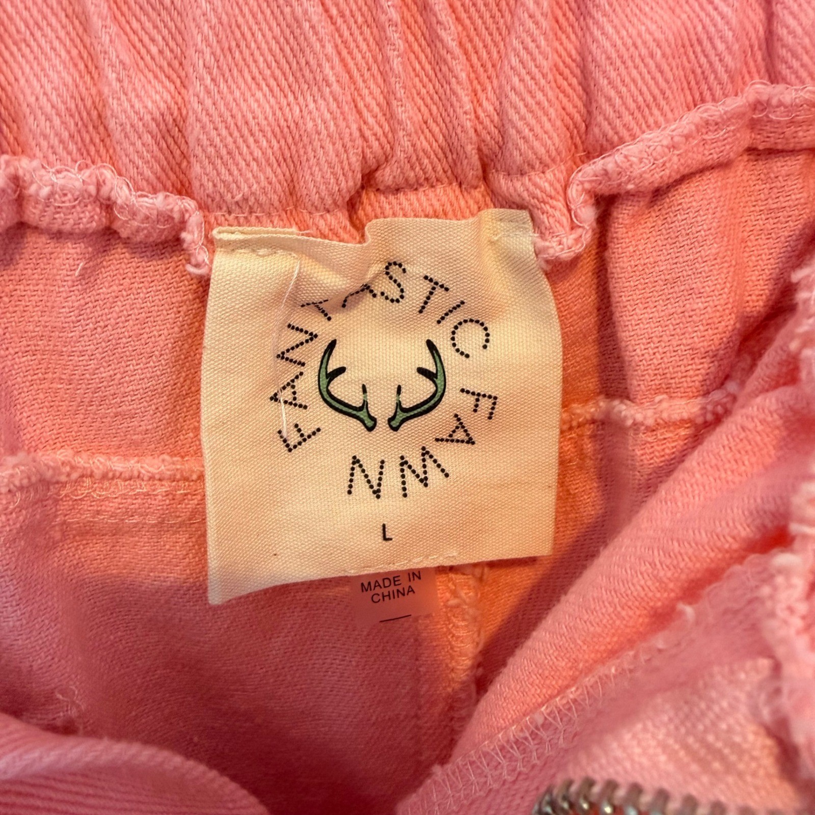 Pastel Pink Cotton Denim Paperbag Shorts (M) Summer Beachy Girly Casual Elastic