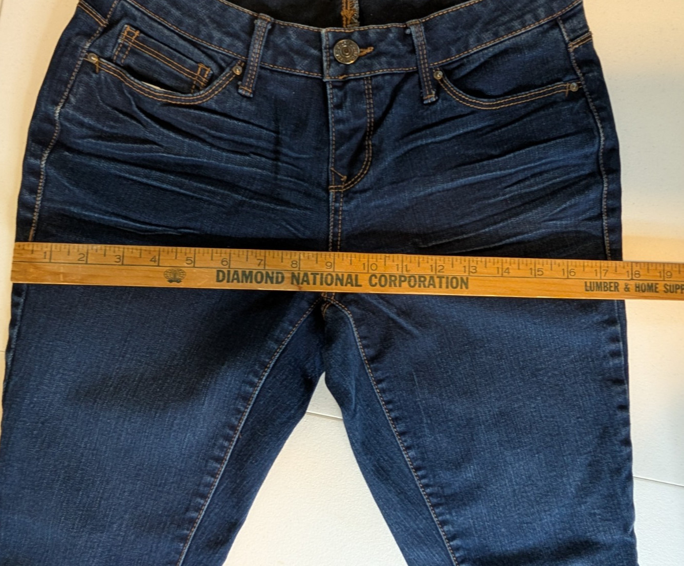 Faded Glory Dark Blue Jeans Tapered Leg Women’s Size 6 Petite 5 Pocket Design