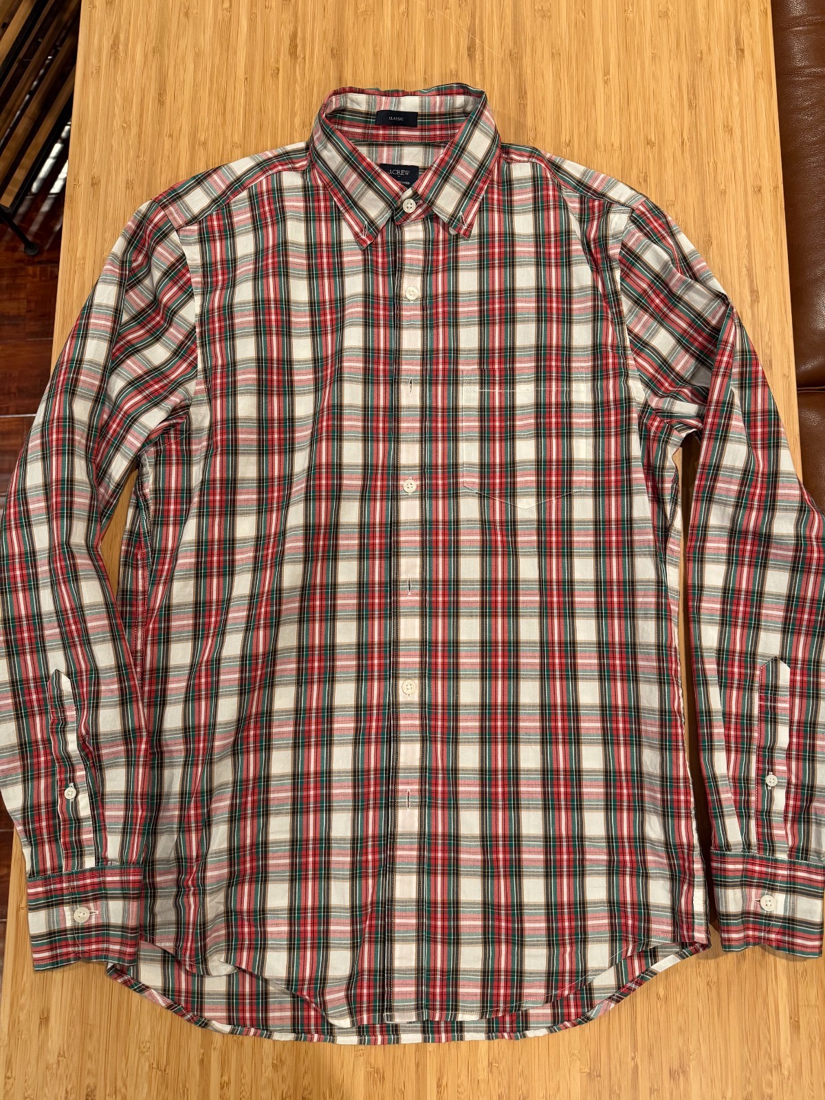 J.CREW Men’s Flex Washed Plaid Button-Down Shirt (98% Cotton/2% Elastane), Small