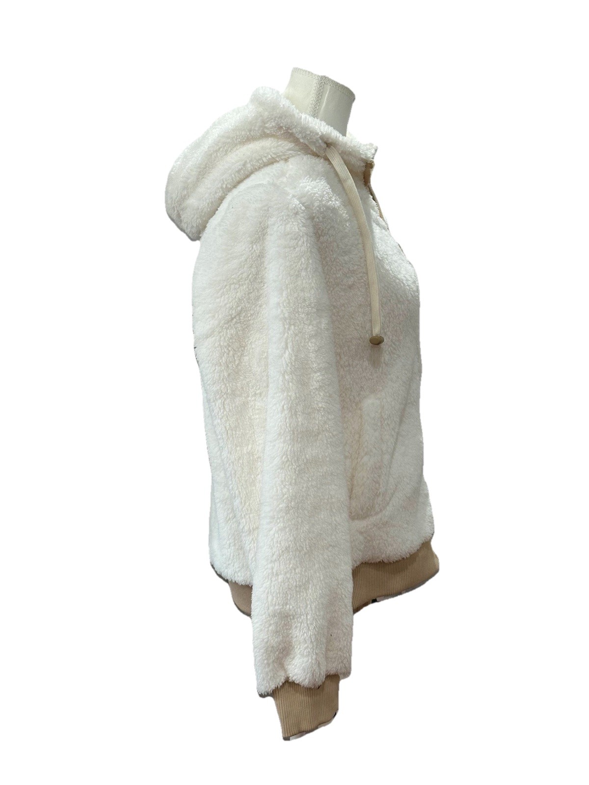 Reebok Women’s Drawstring Hooded Heavy Mountain Jacket Faux Fur Cream M $95