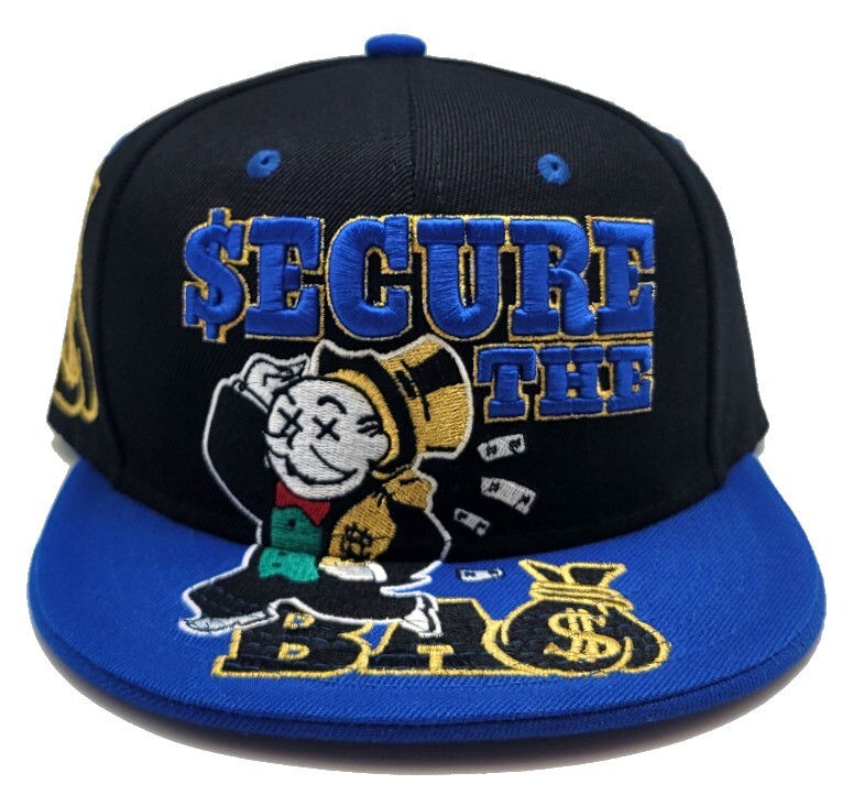 Secure the Money Penny Bag New Uncle Leader Rich Monopoly Era Snapback Hat Cap