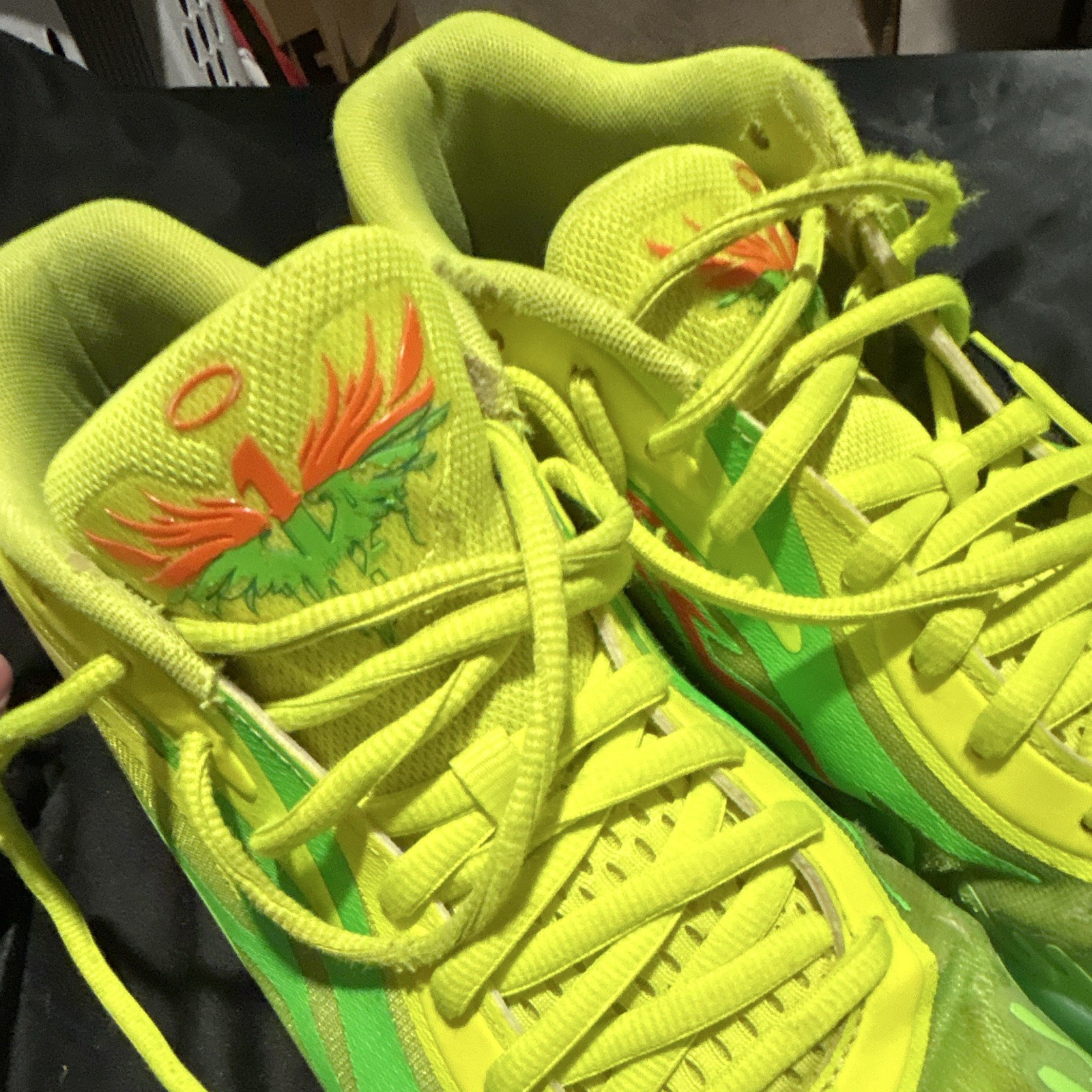 PUMA LaMelo Ball MB.01 Mid Top Lace-Up Basketball Sneakers Green/Yellow