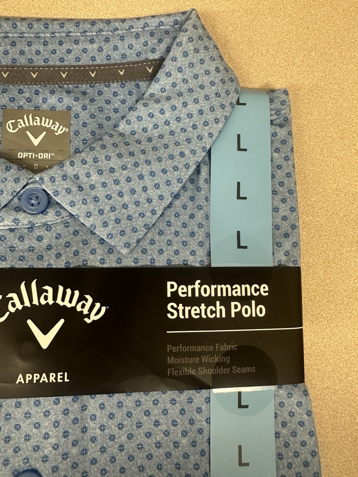 Callaway Men’s Opti Dri Moisture Wicking Performance Golf Polo Size L blue