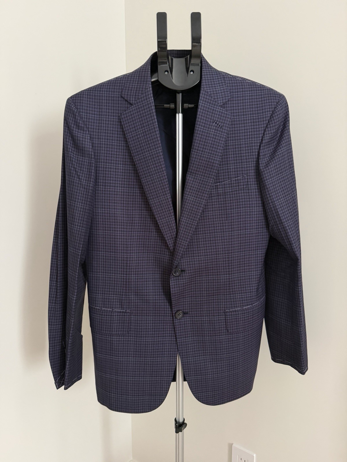 Brioni Ravello Purple Navy Micro Check Wool Sport Coat Blazer 38R US / 48 Eu NWT