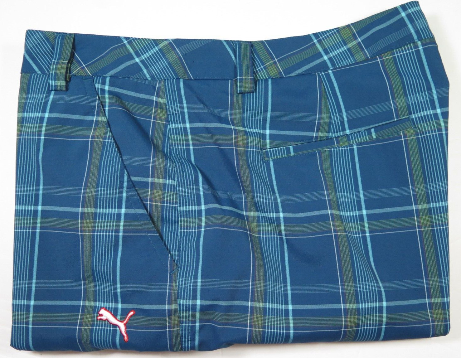 Puma Cobra Golf Men Stretch USP Dry Blue Plaids Checks Casual Shorts Size 36 EUC