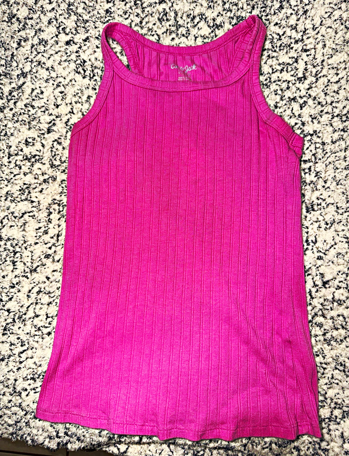 Cat & Jack Girls Ribbed Knit Racerback Tank Scoop Neck Pink L (10/12)
