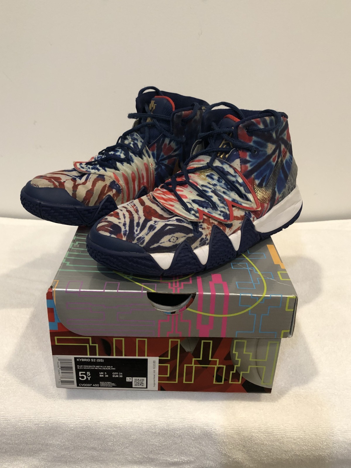 Nike Kyrie Kybrid S2 Tie Dye What The USA 2020 size 5.5Y Pre-owned