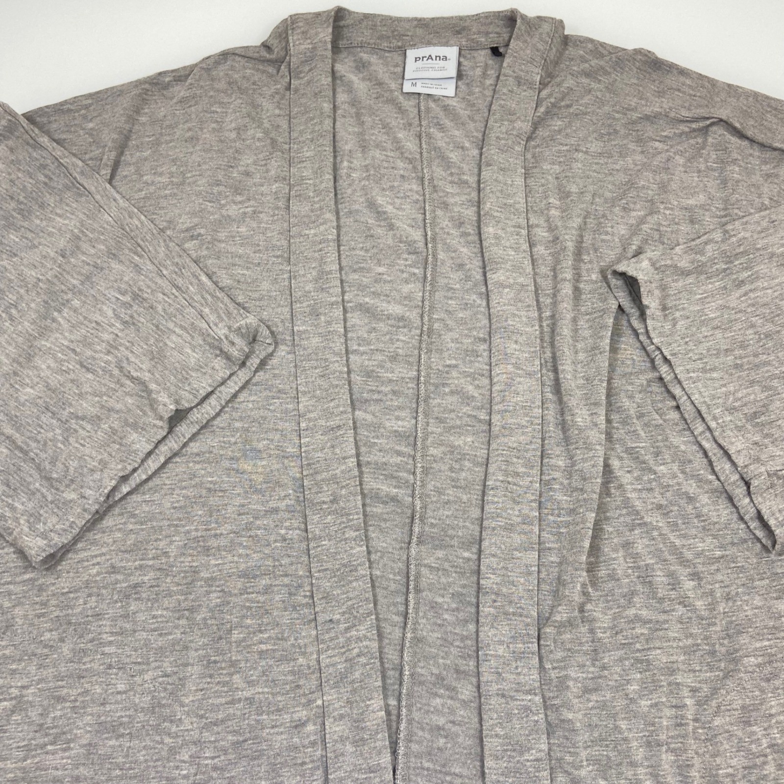 prAna Womens Medium Gray Open Front Cardigan Tencel Modal Dolman Pockets Wrap