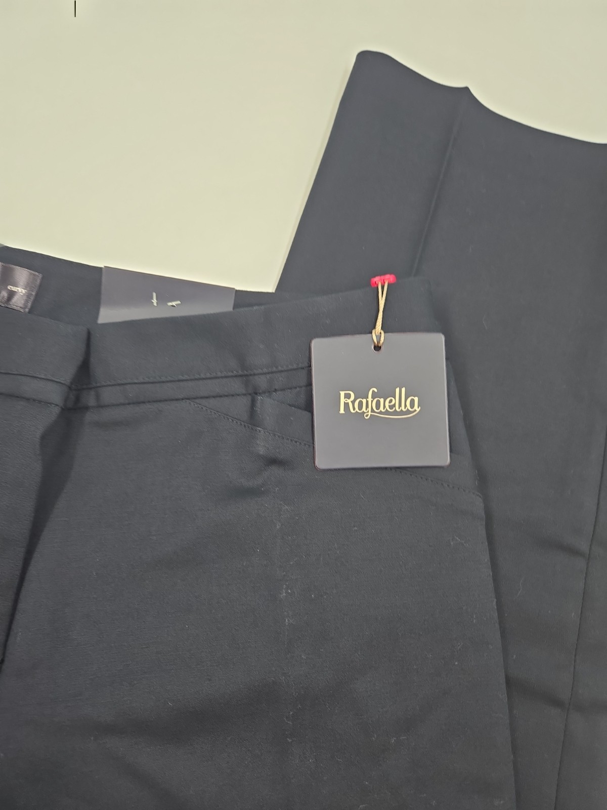 Rafaella Curvy Pants Womens 8 Navy Cotton Slash Pocket Straight Leg Hook & Eye