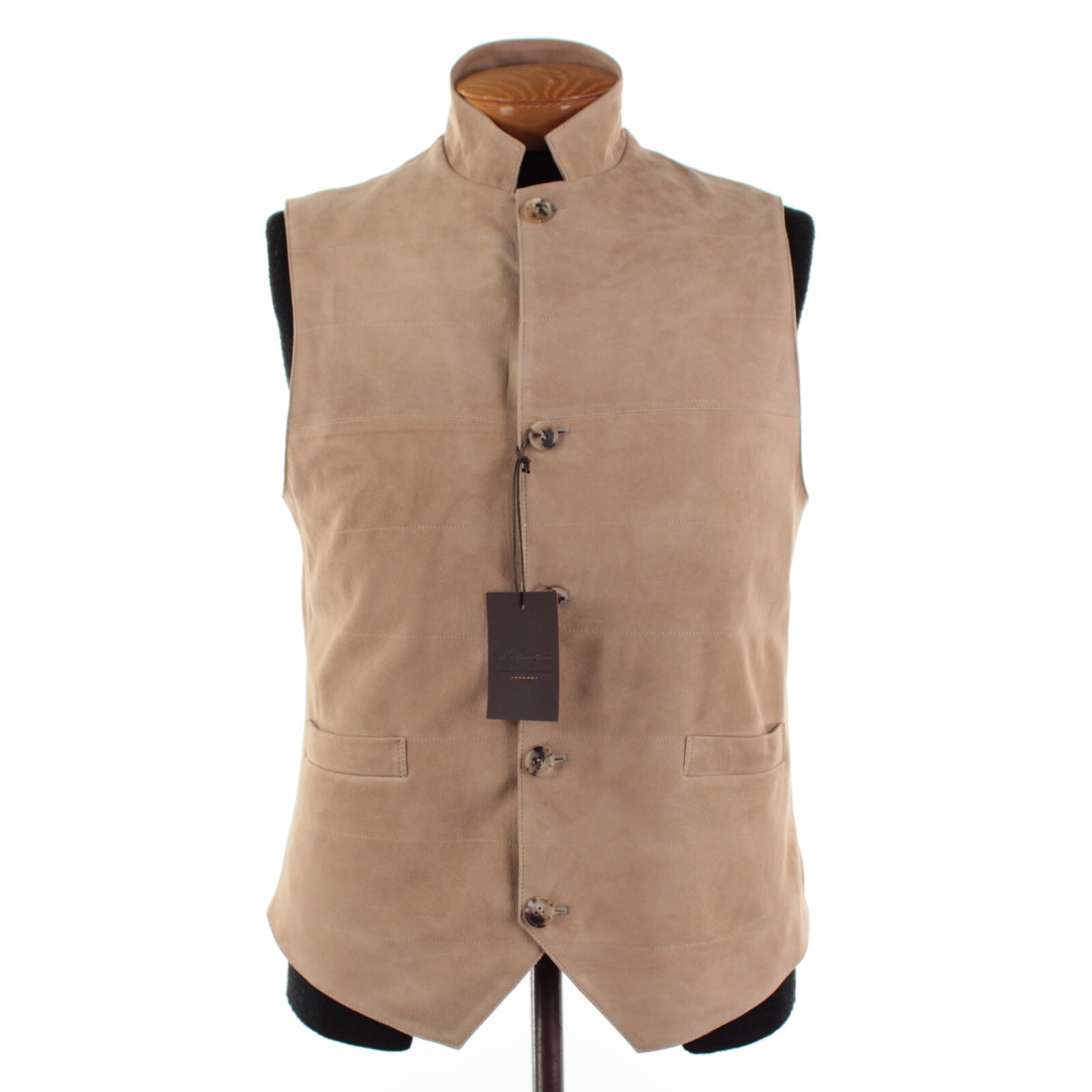 Rifugio NWD Vest / Bodywarmer Size 48 (Small US) In Solid Tan Suede Handmade