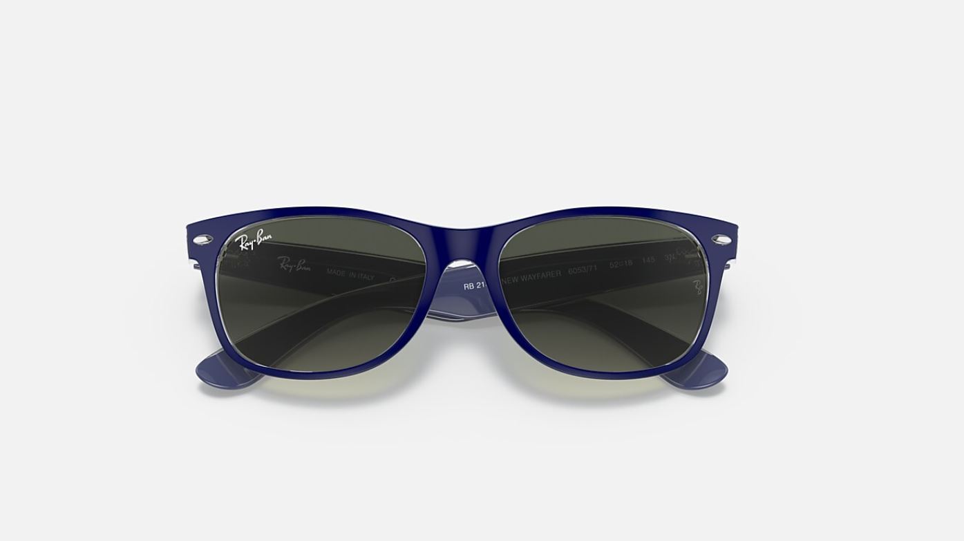 Ray-Ban New Wayfarer Mix Matte Blue/Transparent Grey Gradient 52 mm Sunglasses