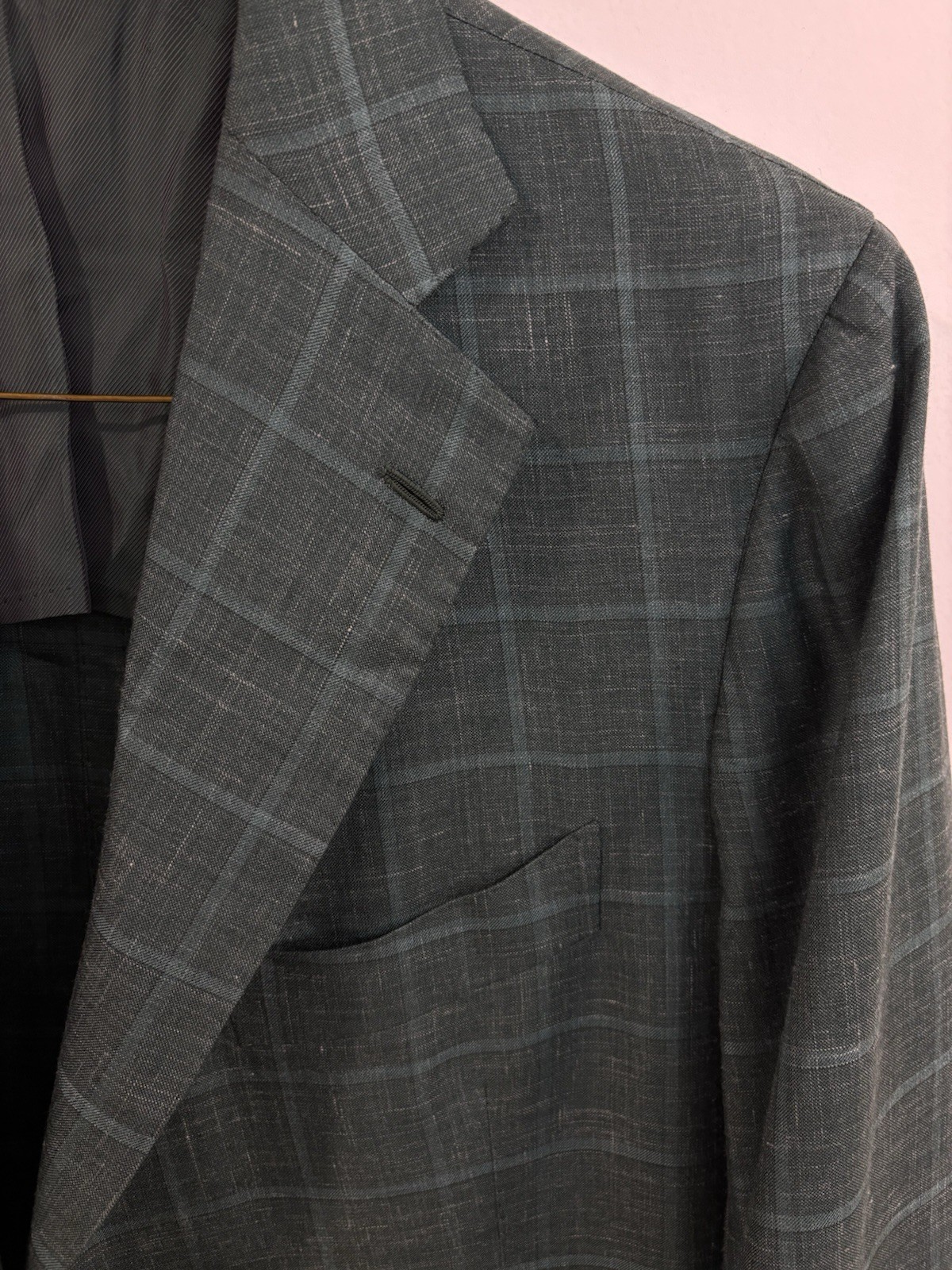 Cesare Attolini Napoli Blazer 46R 56 Green Plaid Cashmere Silk Linen Italy