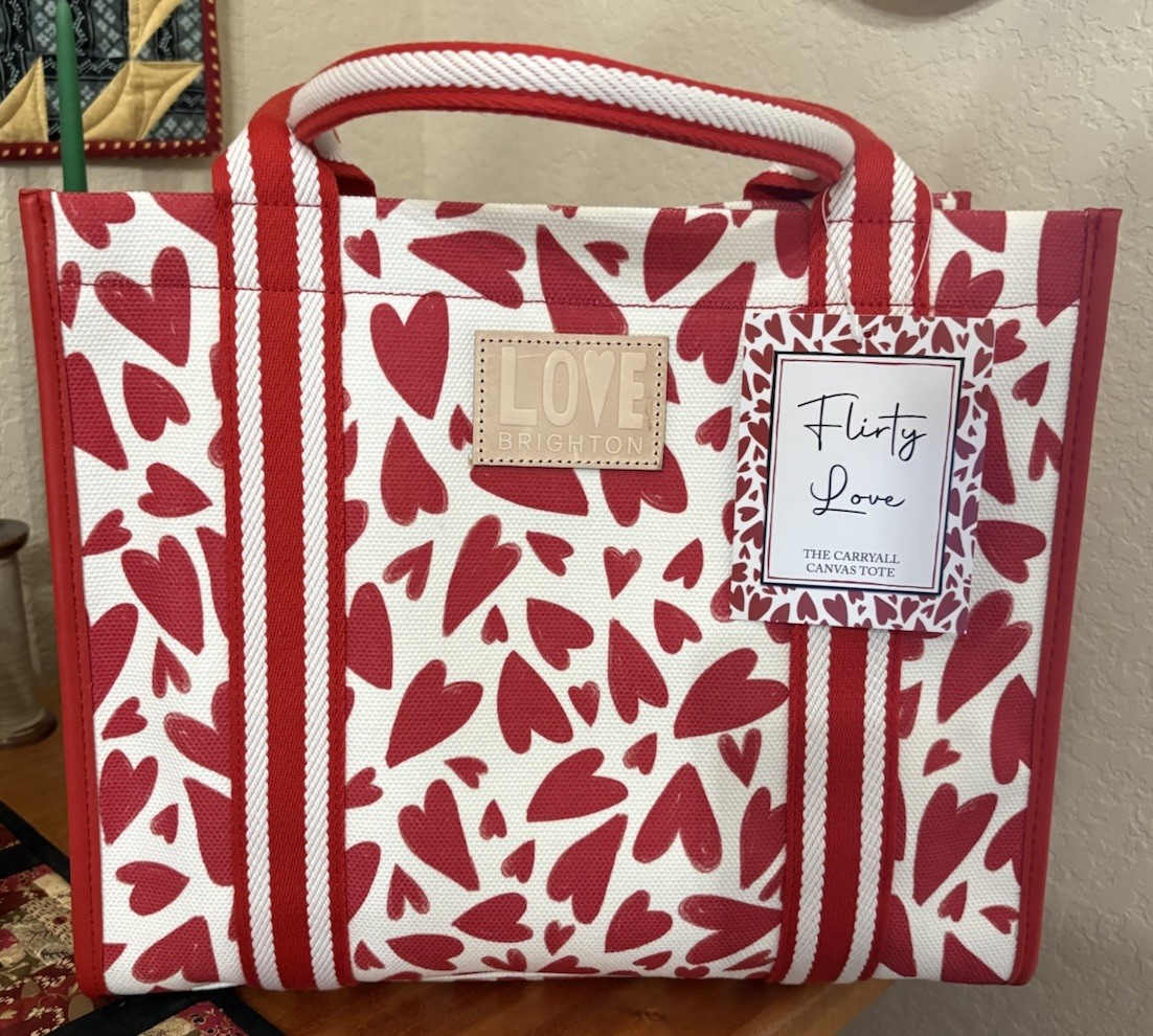 Brighton FLIRTY LOVE Canvas Carryall Tote Shoulder Bag MSRP $225 NWT