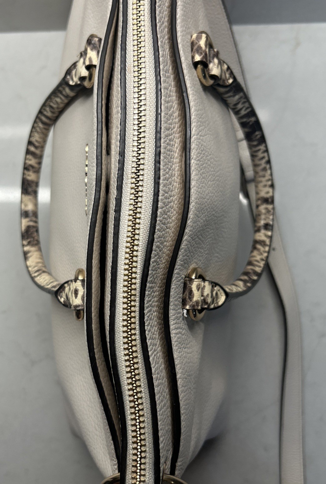 COACH Chalk Pebble Leather MIA Satchel W/ Exotic Trim #76642 EUC
