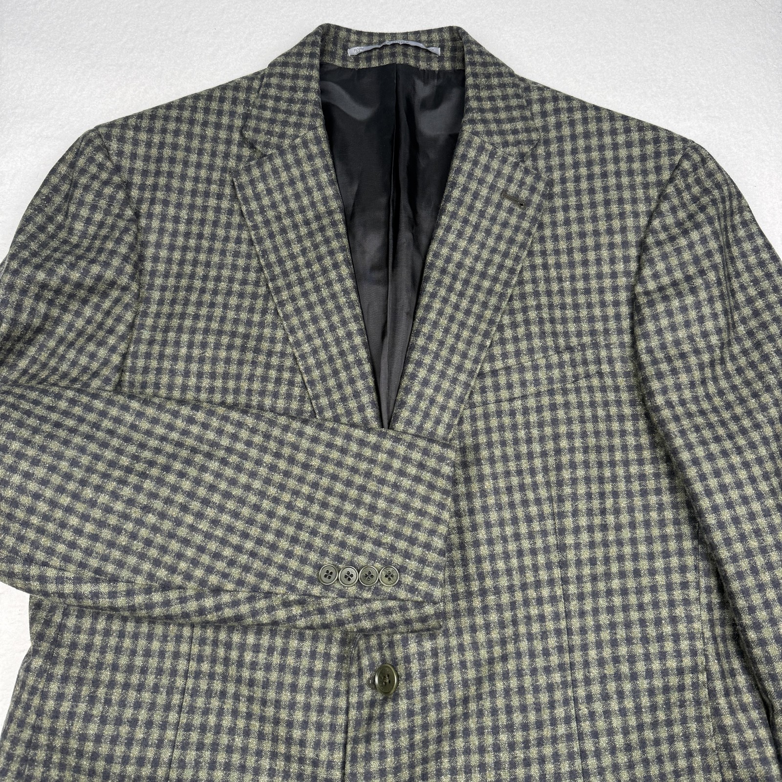 Cantarelli Sport Coat Mens IT 56 (46 US) Green Check Wool Tweed Made Italy