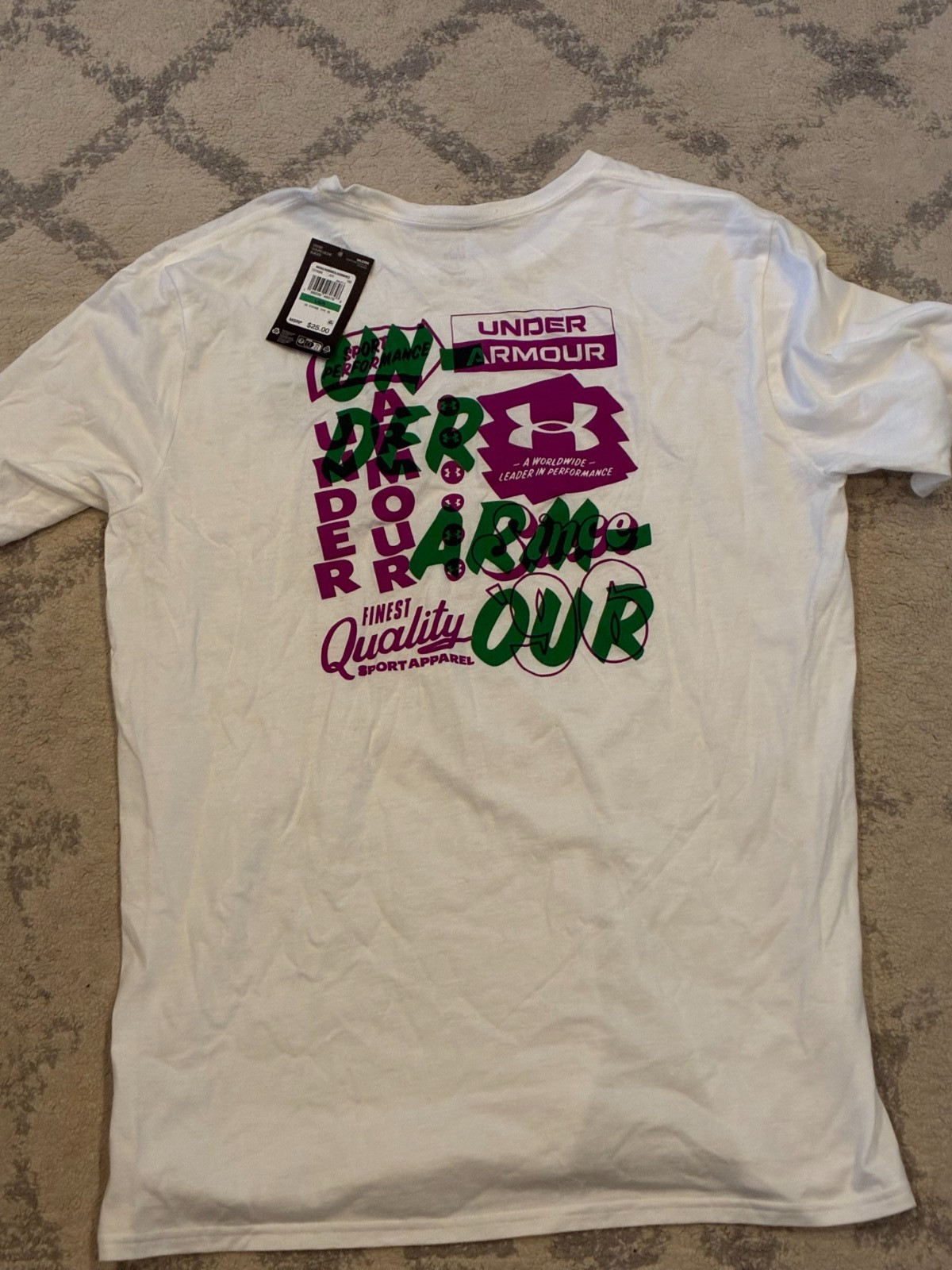 NWT L Under Armour Men’s Large Vintage Type T-Shirt White Loose UA Shirt LG NEW