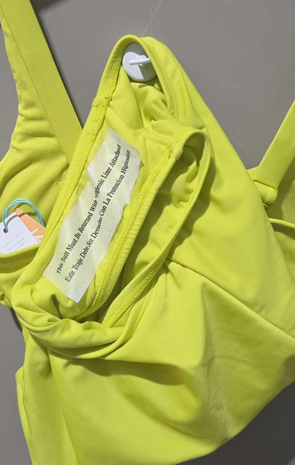 Kona Sol Neon Green U Wire Neckline & Tummy Control 1 Pc Swimsuit — Size Small