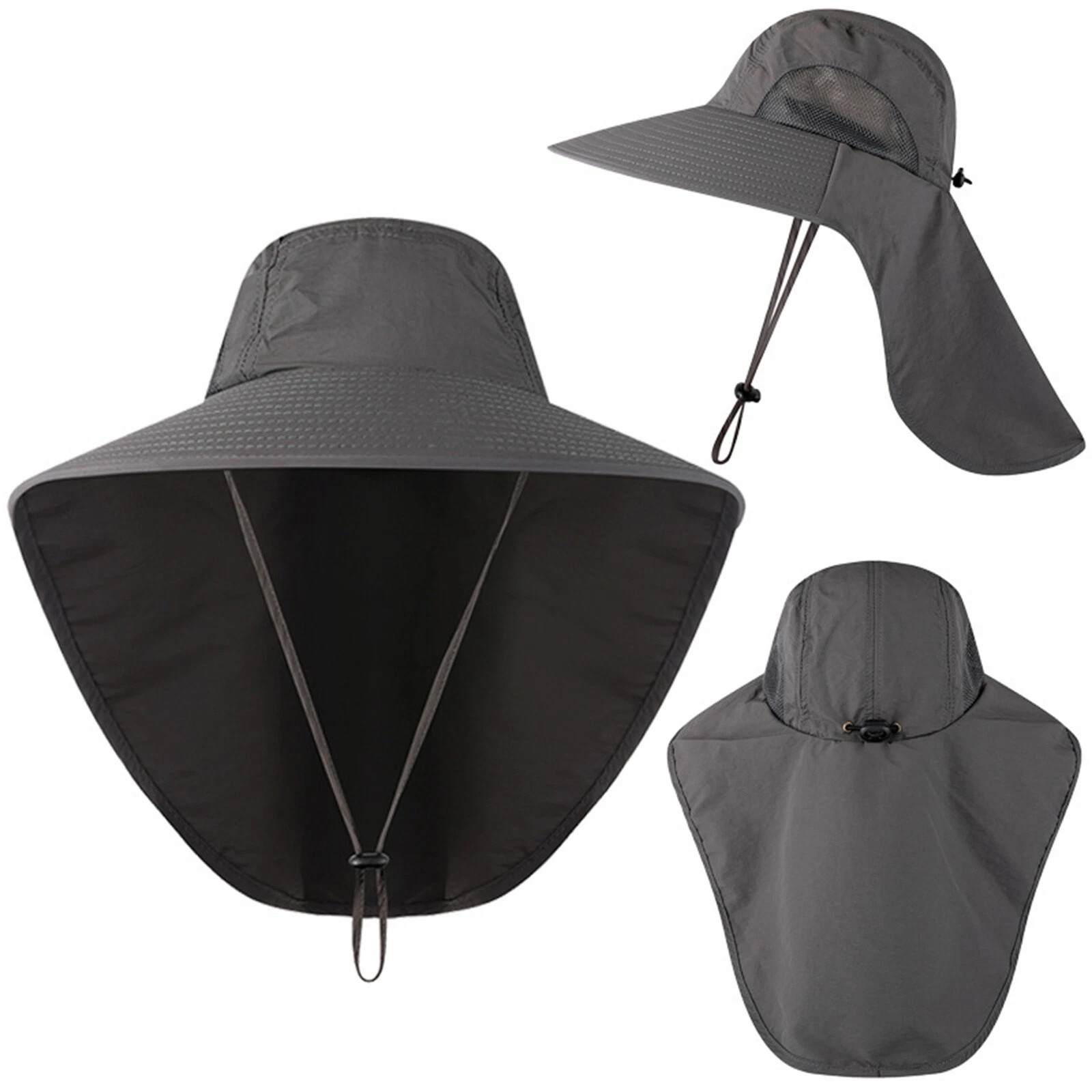 Wide Brim Sun Hat with Neck Flap UV Protection Hiking Fishing Cap for Men Women