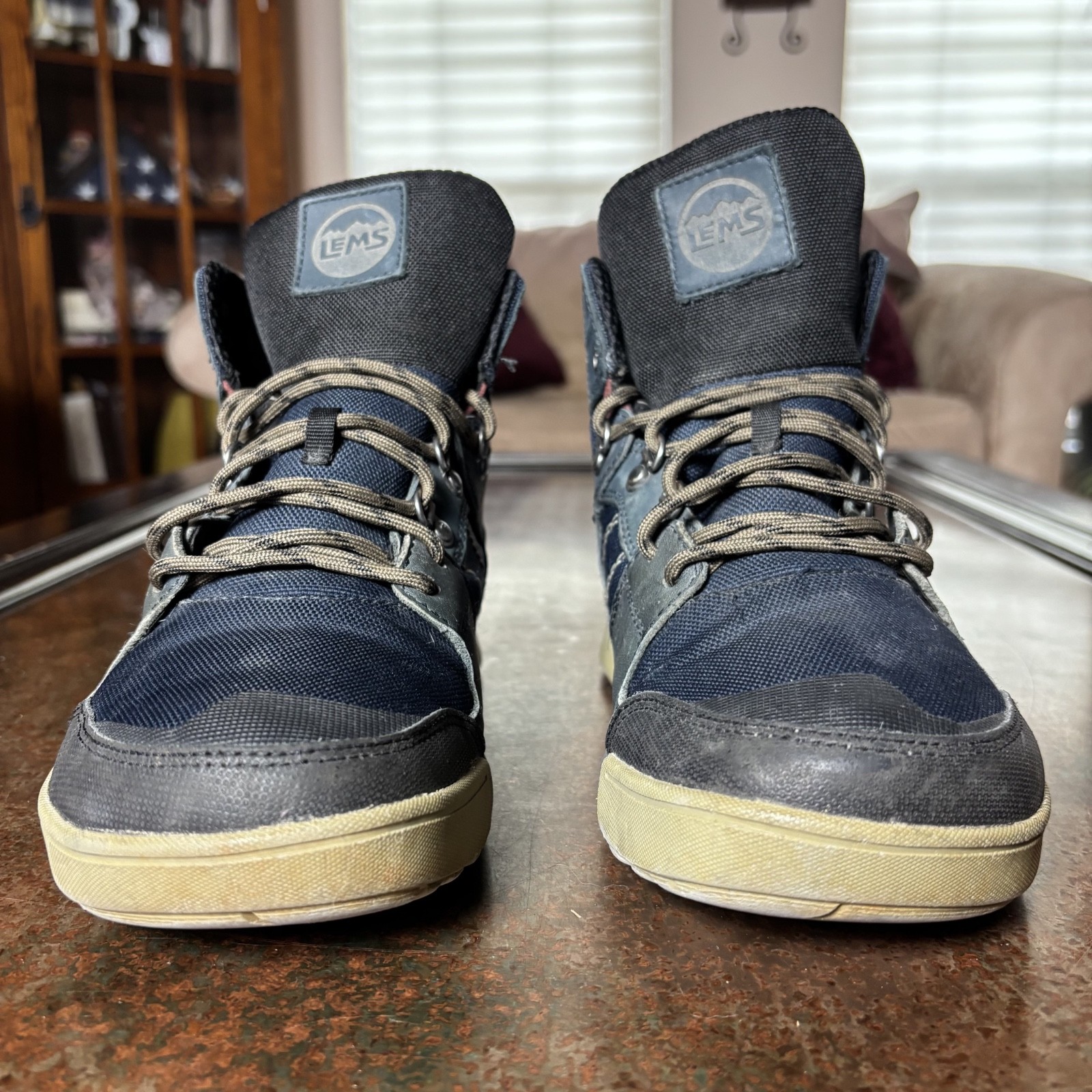 Lems Outlander Waterproof Hiking Boots Mens Size 9 Navy Blue Athletic Trail Shoe
