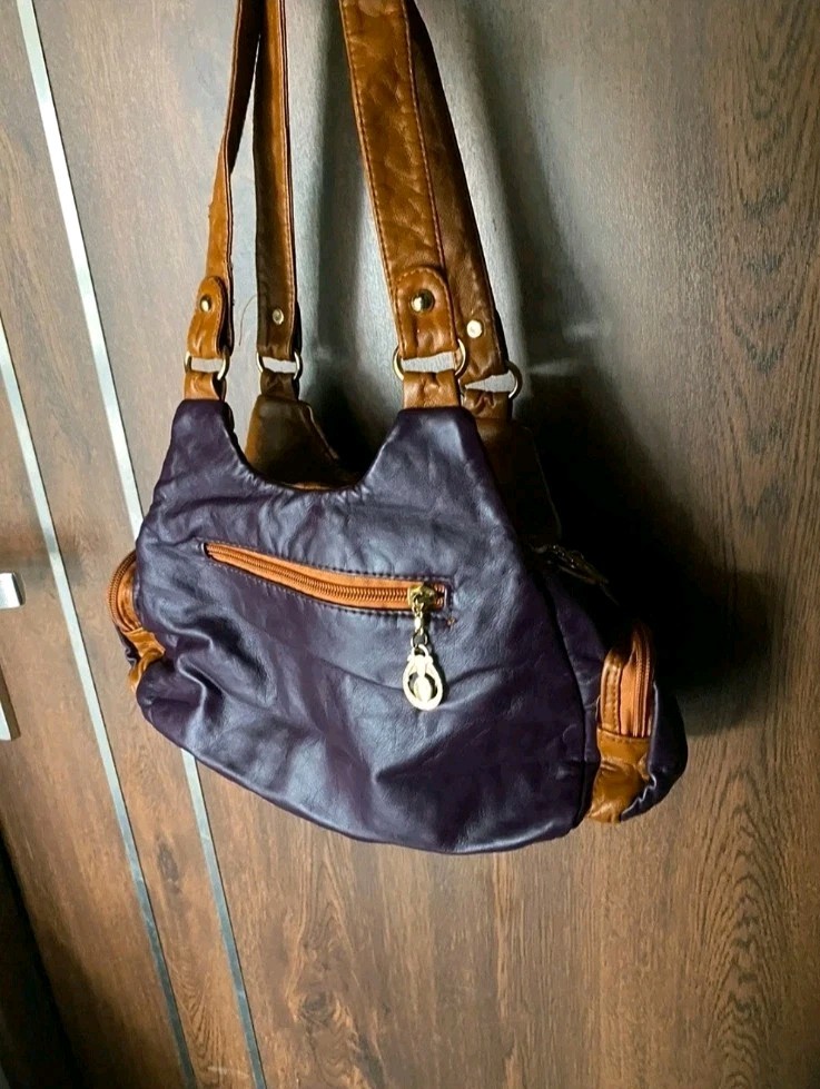 Y2K Boho Patchwork Hobo Bag Multi-Color Ostrich Gemstone Studded Moto Purse NEW