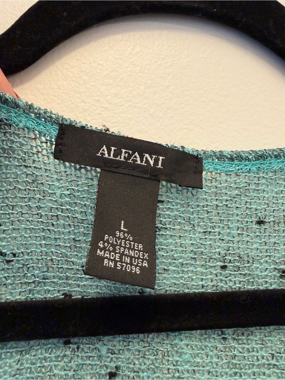 Alfani Lightweight Knit Sweater Shirt Blue Teal Speckled Relaxed Fit Size Large