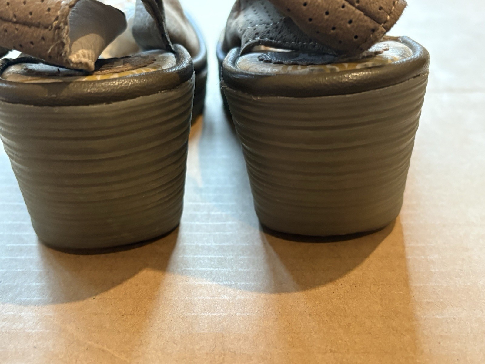 Fly London 40 (US 9/ 9.5) Brown Ankle Strap Wedge Sandal- No Original Box-