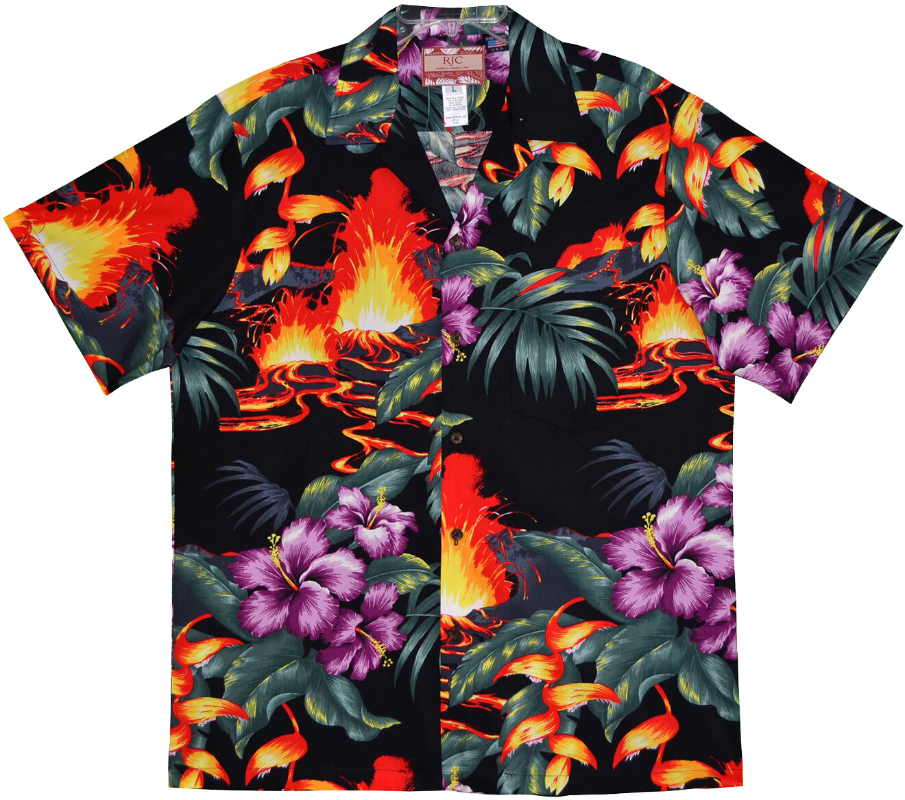 Hibiscus Heliconia Volcano Men’s Hawaiian Shirt