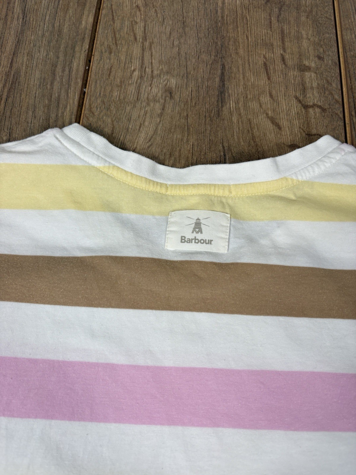 Women’s Barbour Lyndale Brown Pink Multicoloured Striped T-Shirt size 10