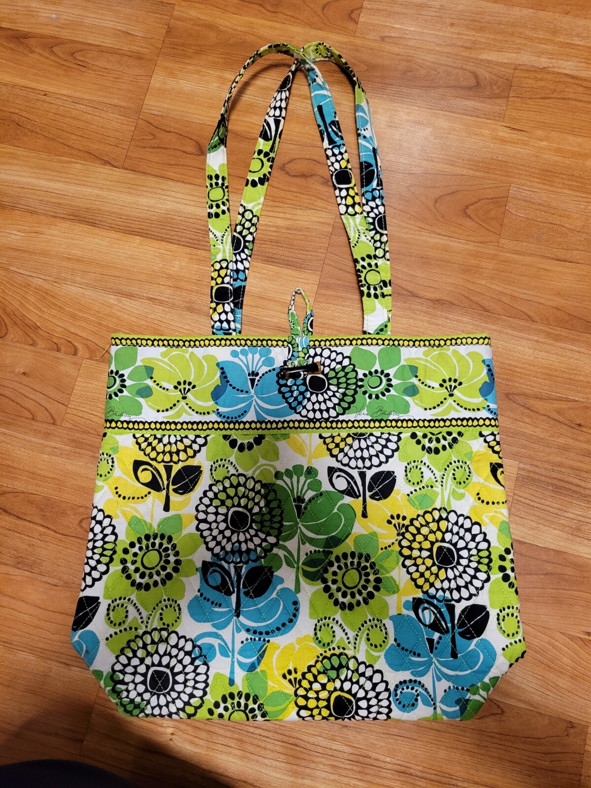 Vera Bradley Black, Yellow, Green, Blue Large Floral Tote Bag