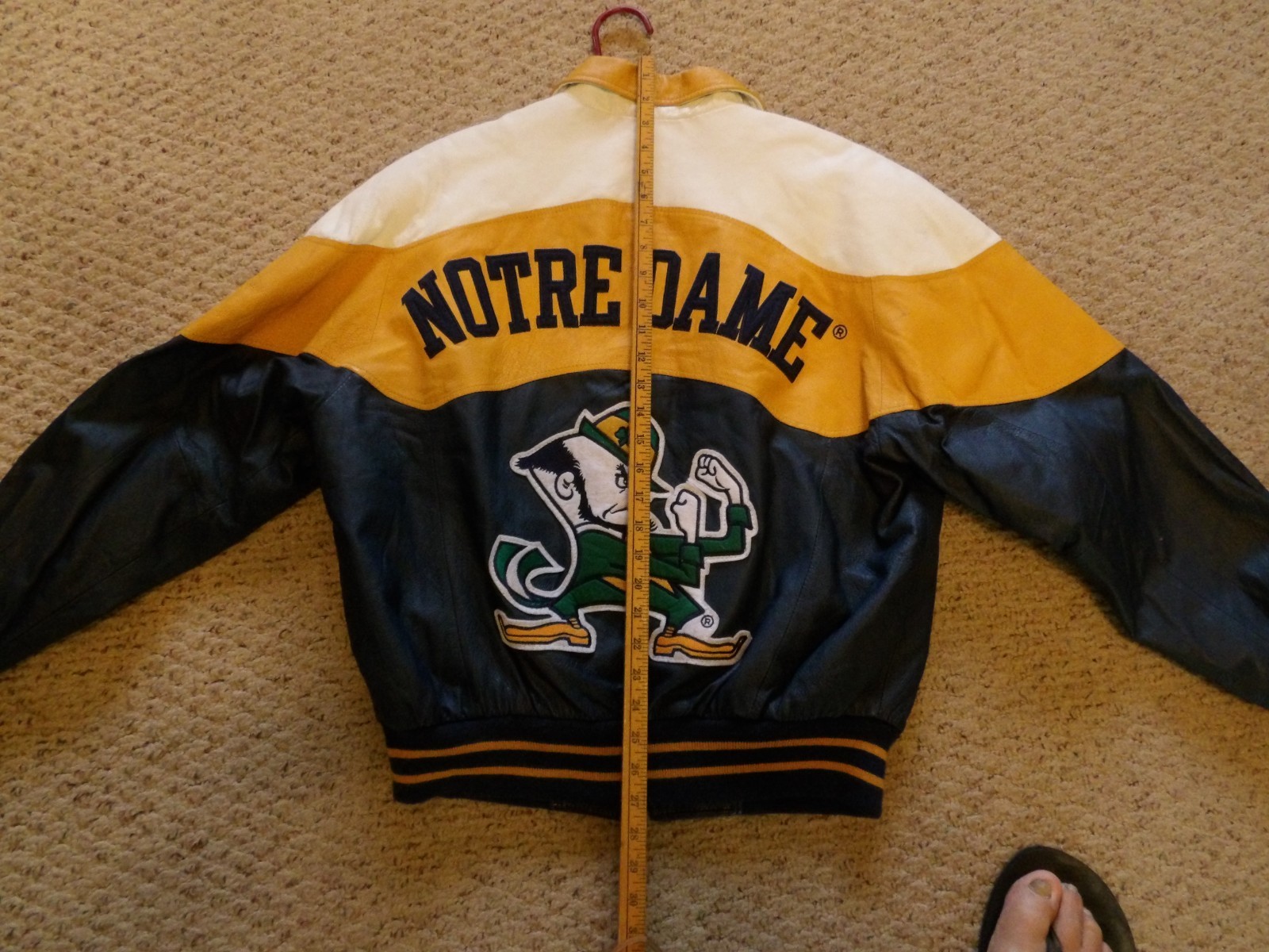 VTG College Phase Varsity Jacket Mens M Yellow Notre Dame Fighting Irish Leather