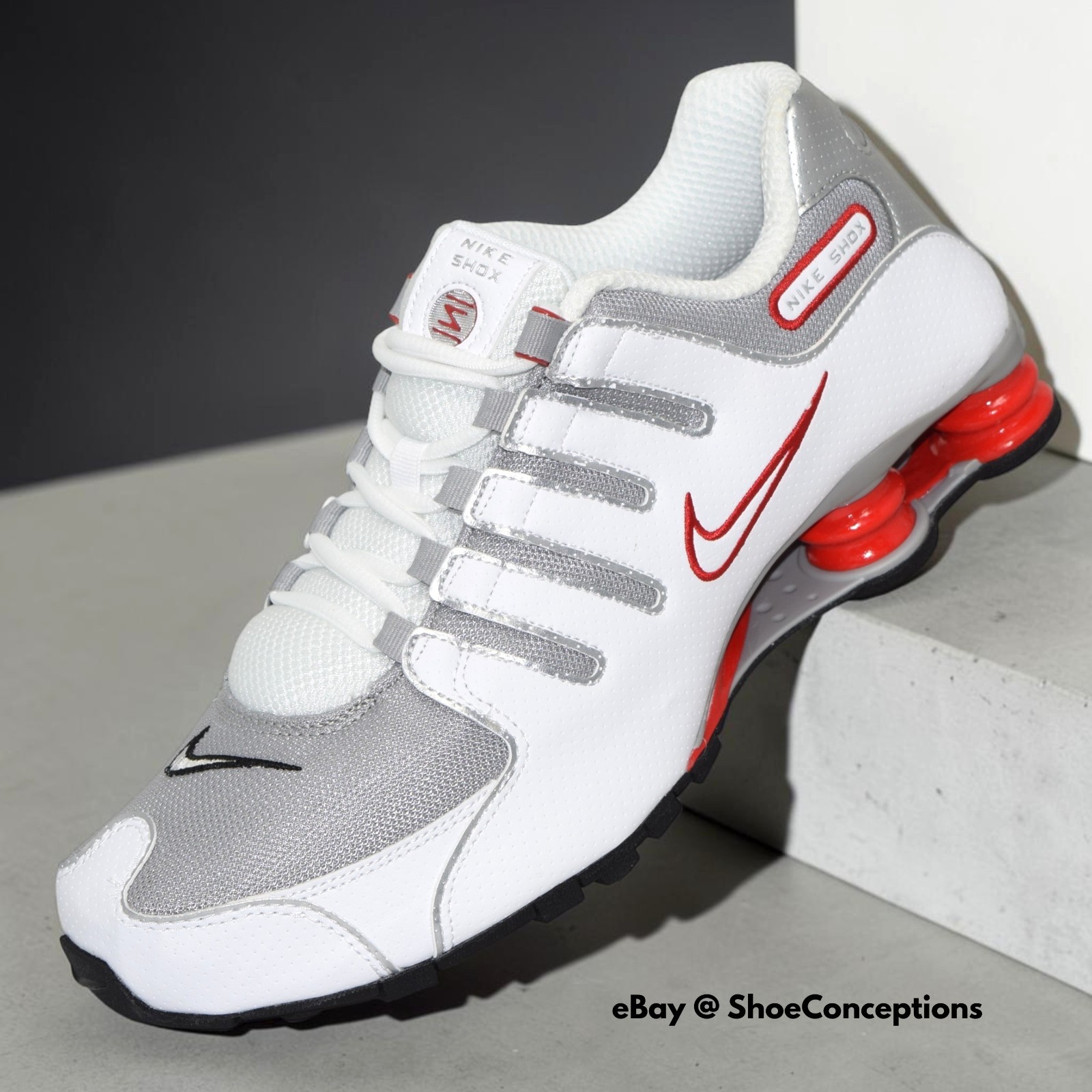 Nike Shox NZ White Sport Red Cool Gray 378341-104 Men’s Sizes NEW