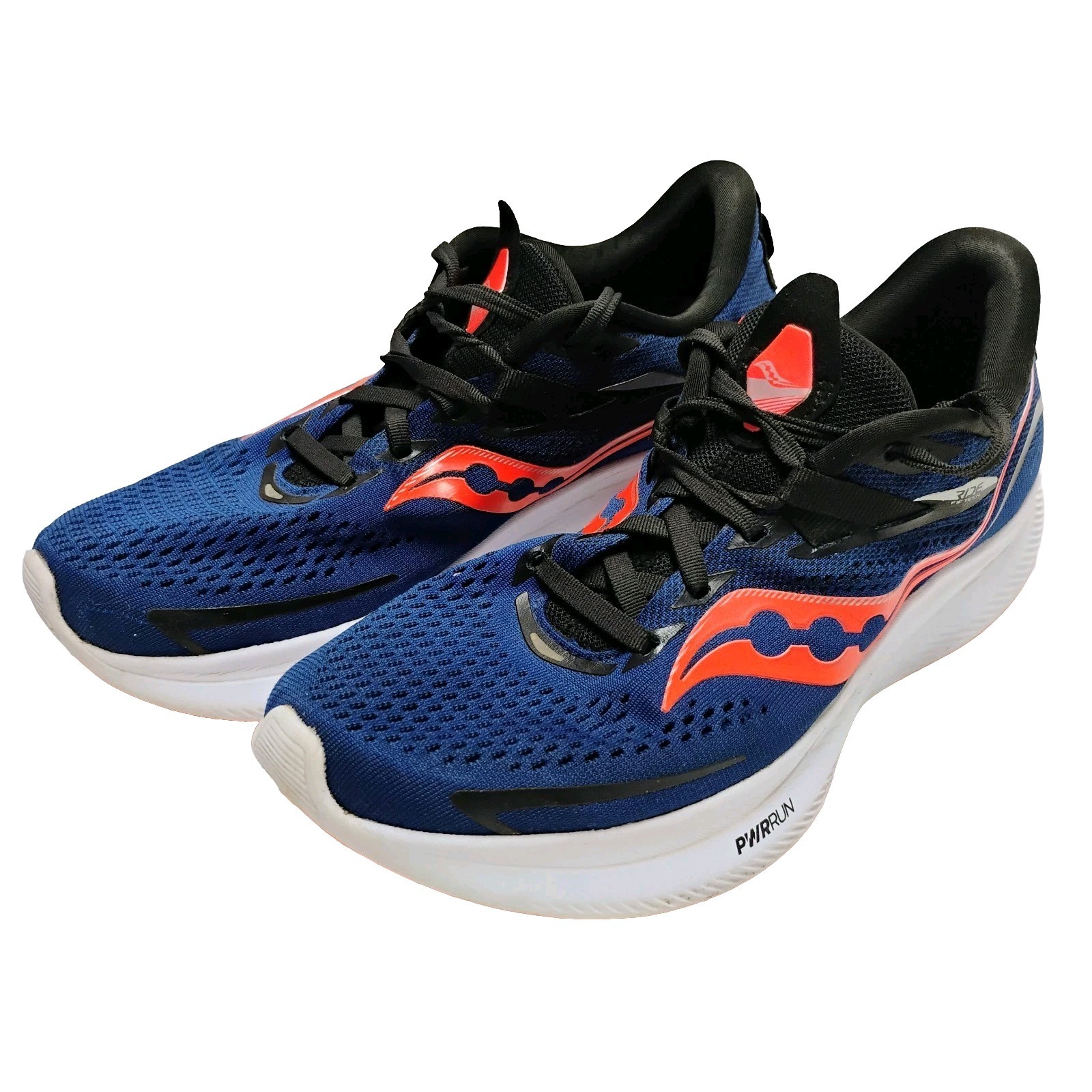 Saucony Ride 15 Blue PWRRUN Athletic Running Sneakers Men’s Size 8 Pink Accents