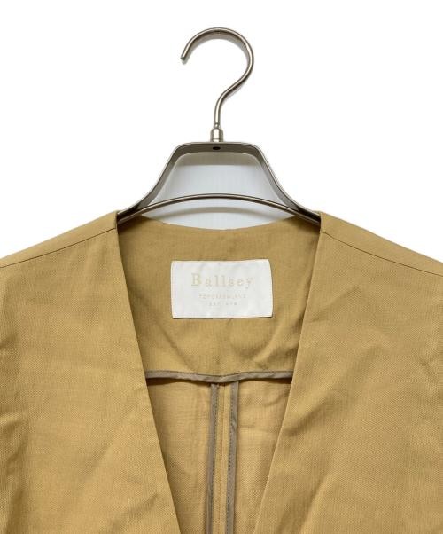 BALLSEY Rayon cotton belted collarless coat beige 11-08-92-08