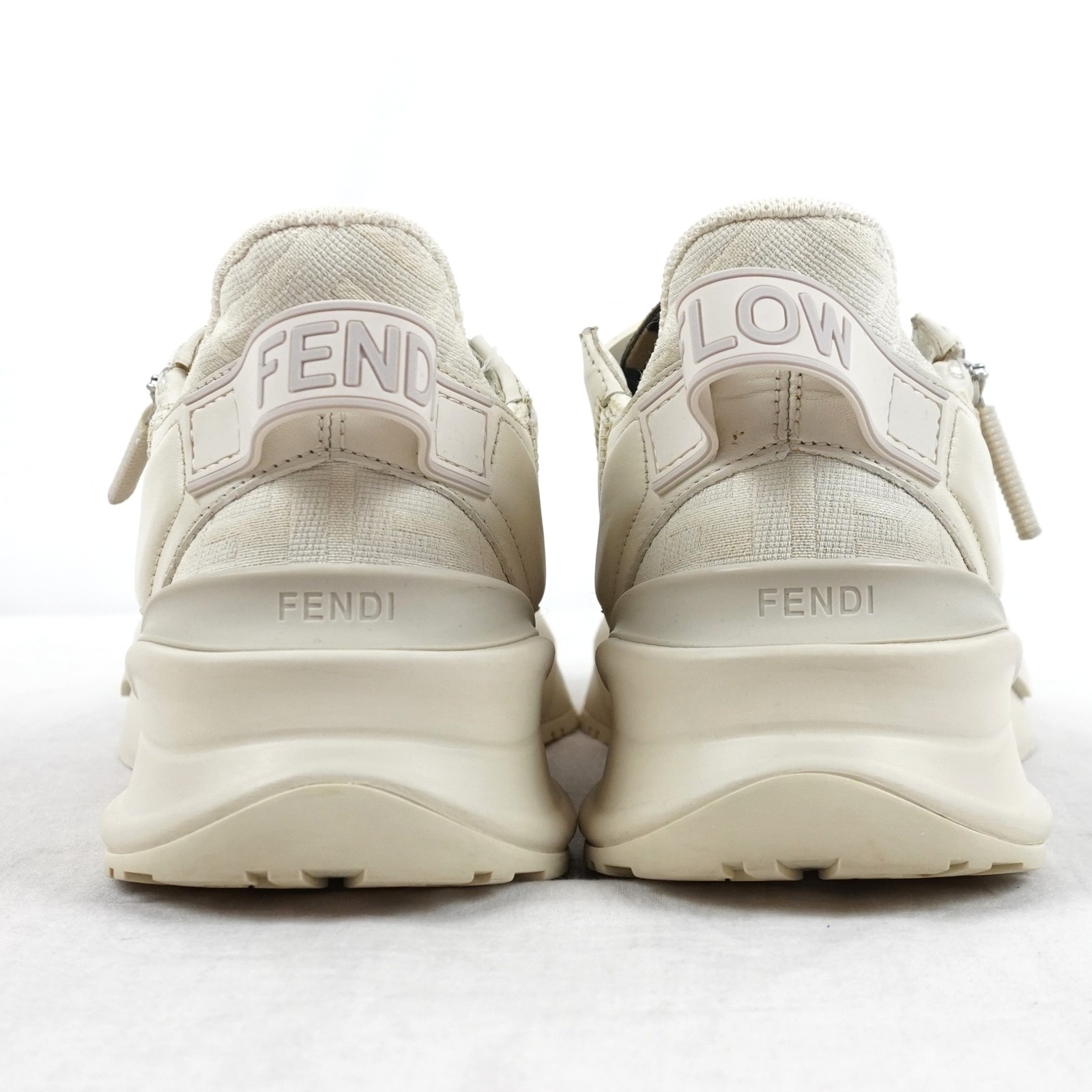 Fendi FF Flow Sneakers In White With Brown Accent – Women’s Size EU 38