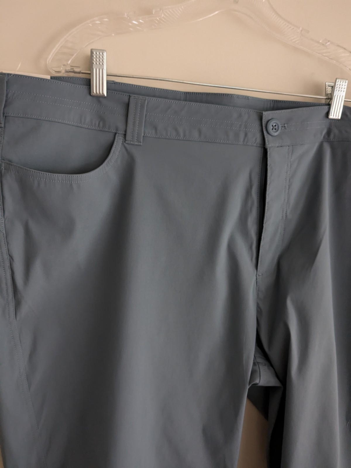 NWT Eddie Bauer Rainier Gray Blue Pants Capri Yoga Walking Golf Pickleball 3X