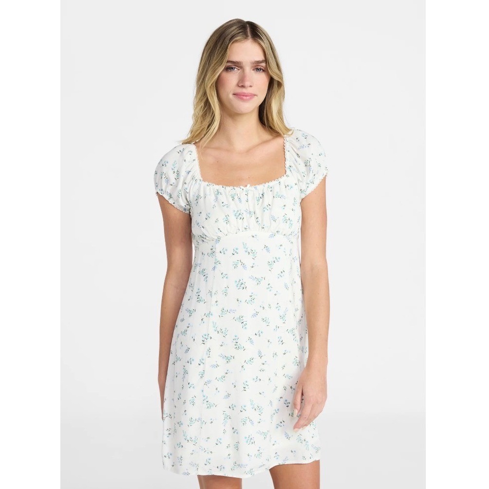 No Boundaries Fit and Flare Dress with Puff Sleeves, Women’s size XL – H-050