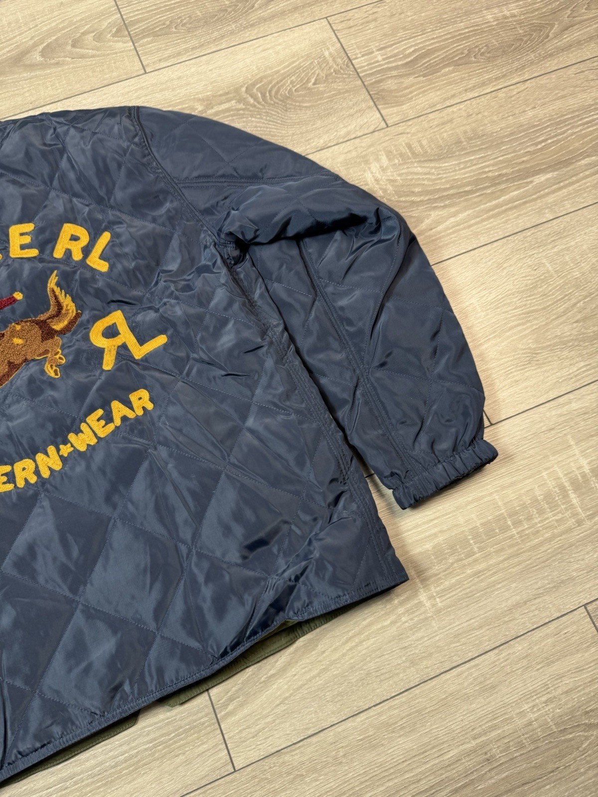 nylon RRL Double RL Reversible Quilted Liner Jacket Embroidered Western Cowboy M