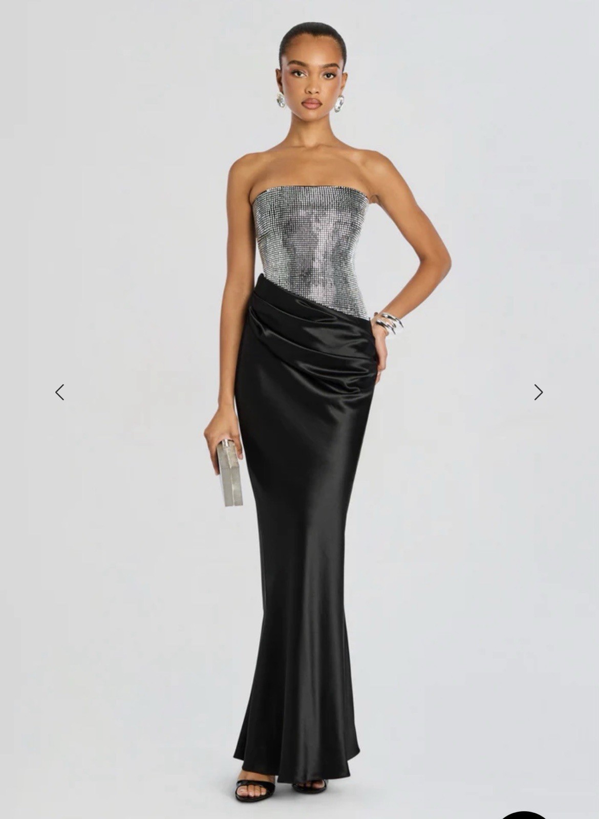 Retrofete Alexandra Strapless Formal Gown Dress Black Small Crystal Embellished