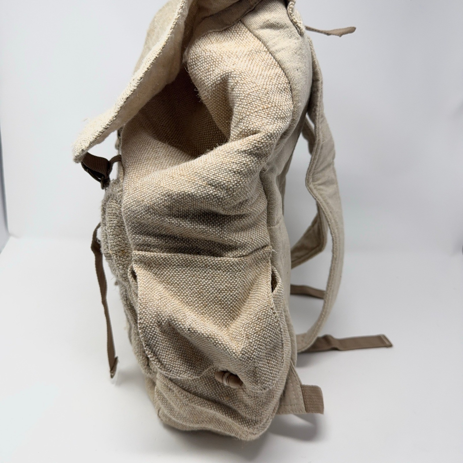 Pure Hemp Backpack Made in Nepal Beige Rucksack THC Free Day Pack Lightweight