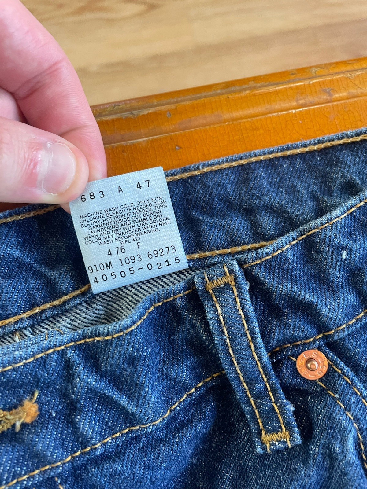 Vintage 80s Levis 505 Orange Tab Jeans Indigo Dark Denim 40×30 Made in USA