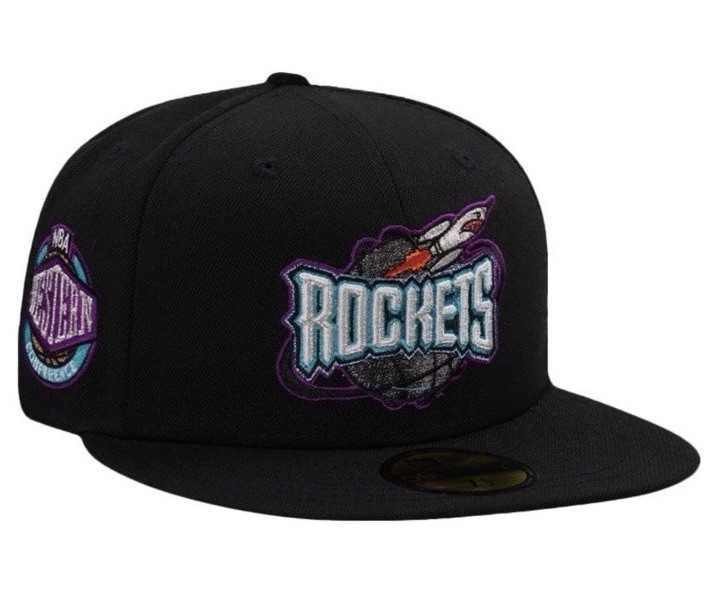 Houston Rockets🔥NewEra 59Fifty Sz. 7 3/8 Blk Purple Prime Edition Limited*Rare*