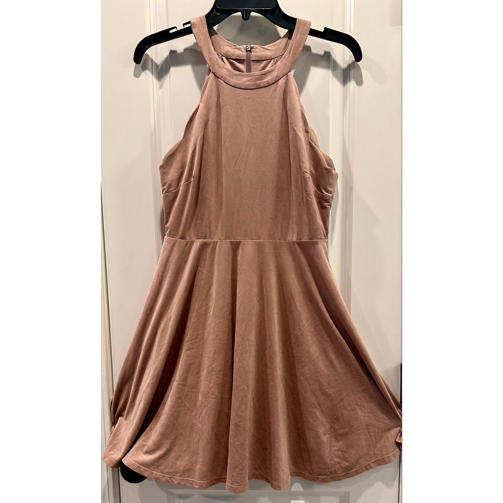 Altar’d State Blush Pink Suede A-Line Halter Top Party Dress Sz Medium