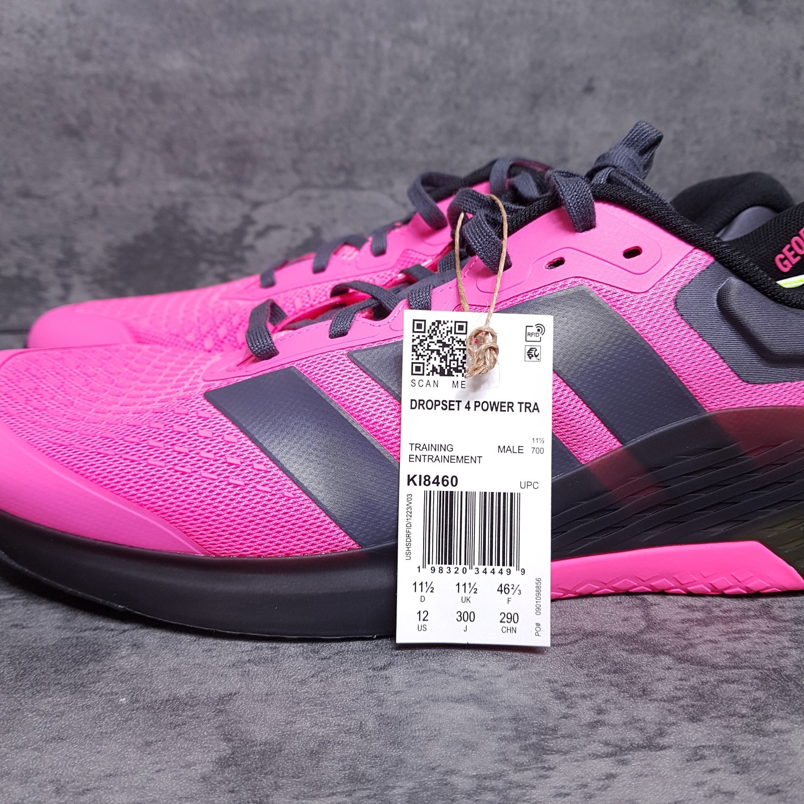 ADIDAS Dropset 4 Power Training Shoes Mens Size 12 Lucid Pink Black KI8460