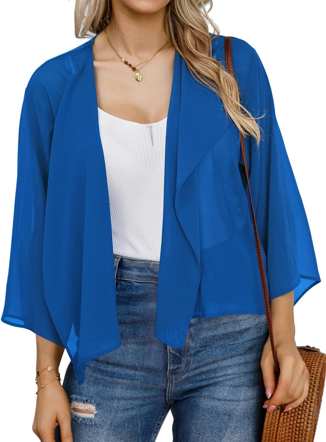 Womens Summer Short Shrugs Kimono Cardigan Casual Chiffon Bolero Jacket Tops