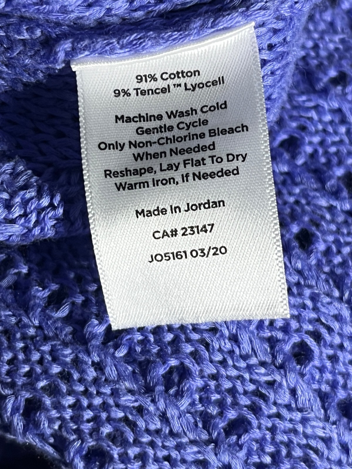 TALBOTS Mixed Yarn Sweater OPEN WEAVE Side Slits COTTON/TENCEL 3/4-Sleeve SIZE M