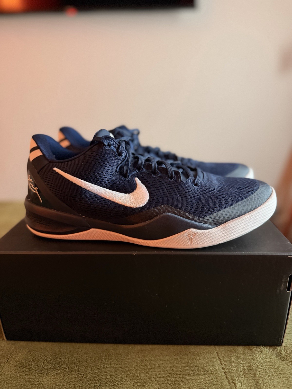 Nike Kobe VIII College Navy White Size 7 Y 8.5 W Original Box Basketball New